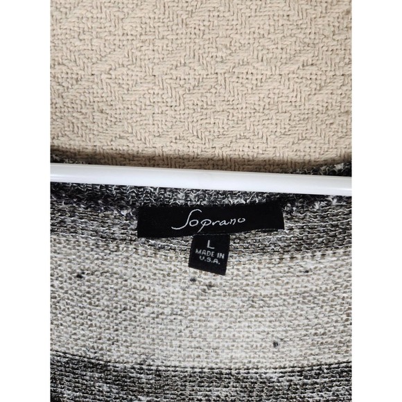 Soprano Shirt Womens Large L Knit Made In USA Striped Dolman‎ Sleeve 3/4 V Neck - Picture 3 of 12